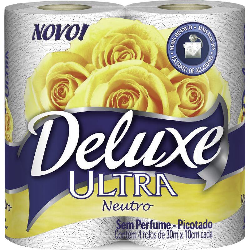 Papel Higiênico Deluxe Ultra Folha Simples - 30m 4 rolos