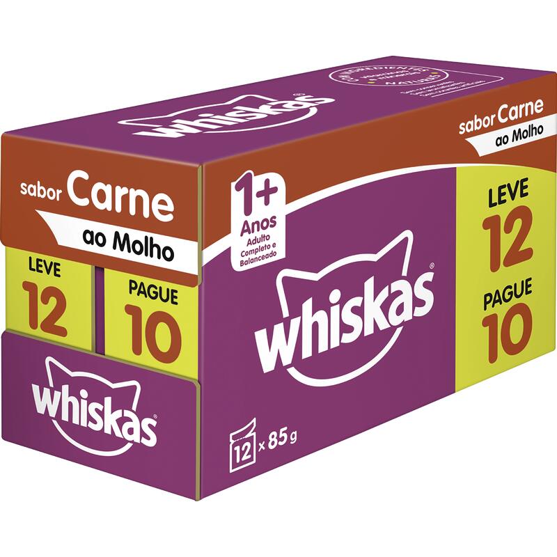 Alimento para Gatos Whiskas Carne 12x85g