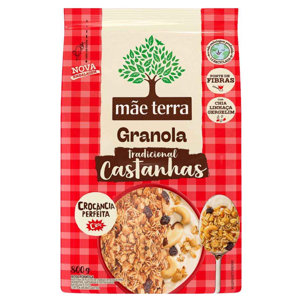Granola MÃE TERRA Tradicional Castanhas Brasileiras Vegano 800g