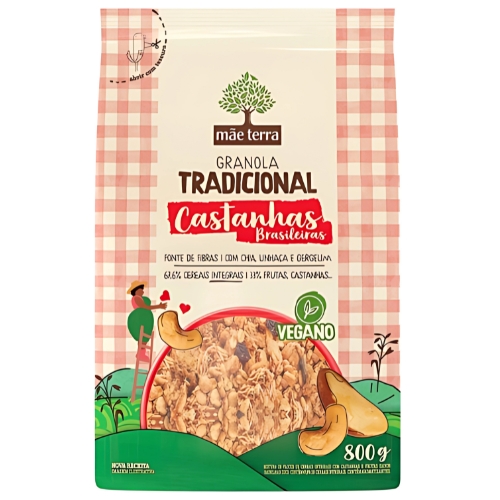 Granola MÃE TERRA Tradicional Castanhas Brasileiras Vegano 800g
