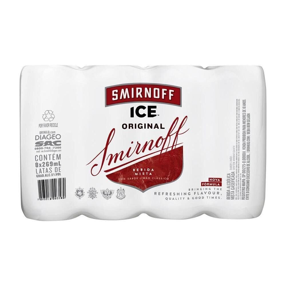 Bebida Ice SMIRNOFF Original Limão com 8 Unidades 269ml