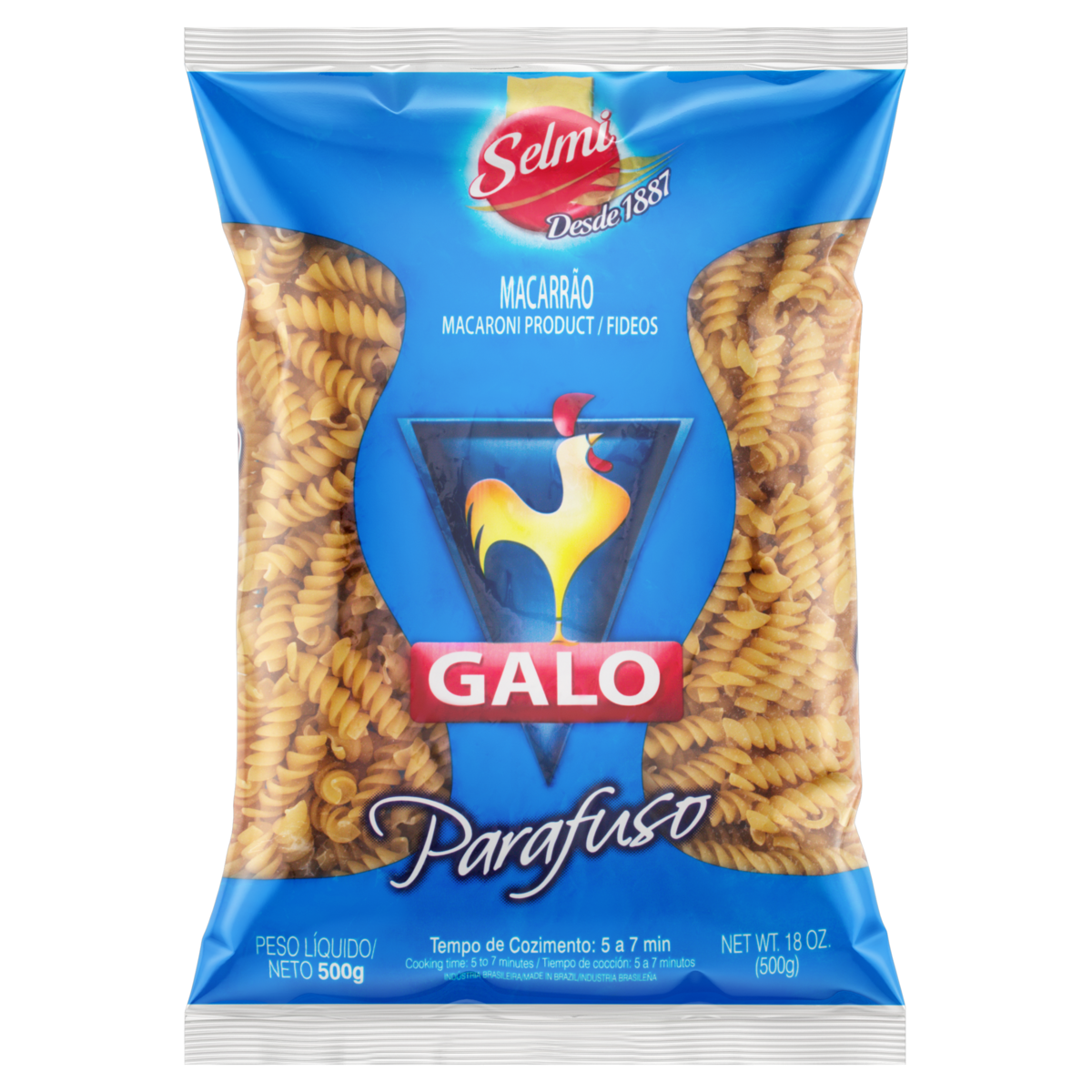 Macarrão de Sêmola Parafuso Galo Pacote 500g
