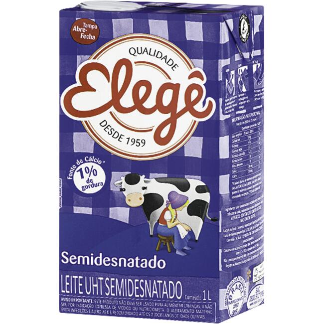 Leite Elegê UHT Semidesnatado 1L