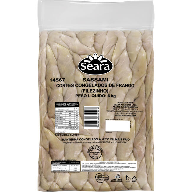 Filezinho de Frango Sassami Seara Congelado 6kg