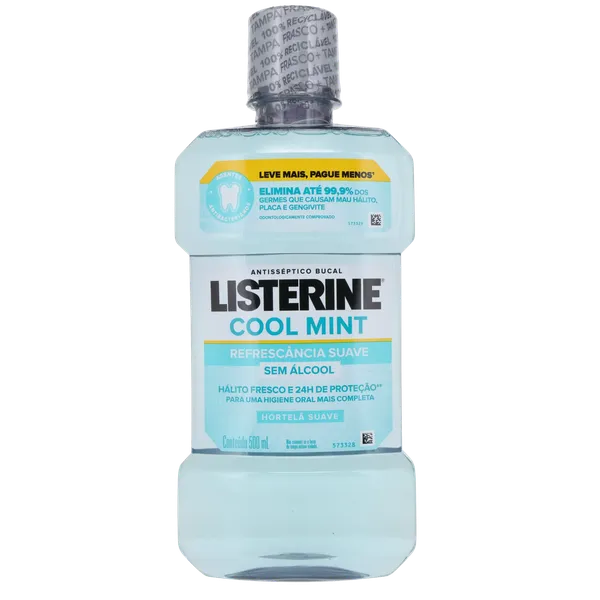 Antisséptico Bucal Listerine 500ml - Mais Suave - Zero Álcool - Leve Mais, Pague Menos