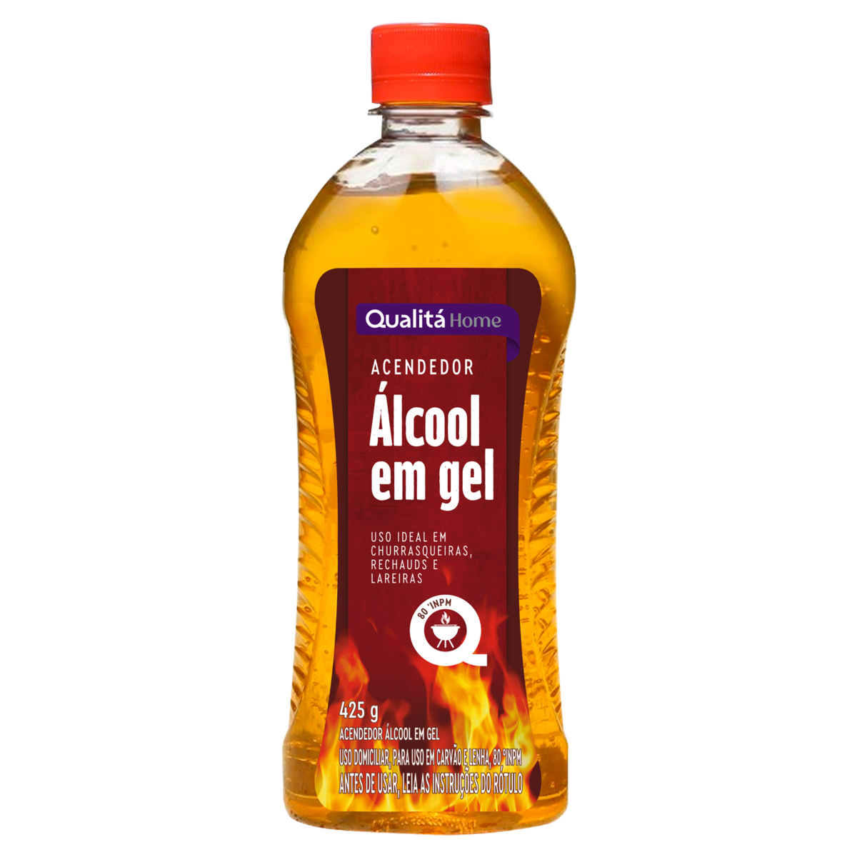 Acendedor Gel para Carvão e Lenha 80° INPM Qualitá Home Squeeze 425g