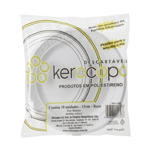 Prato Descartável Kerocopo 15cm - Branco