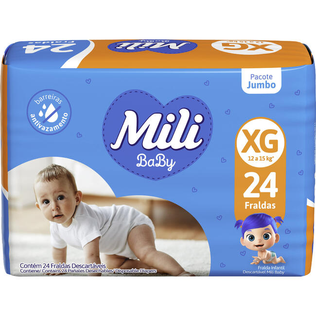 Fralda Descartável Mili Ultra Seca Jumbo - XG 24 un