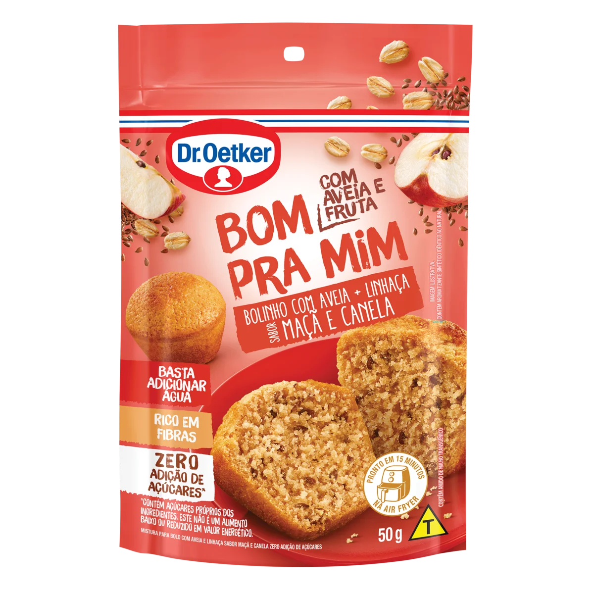 Mistura de Bolo DR OETKER Caneca Aveia + Linhaça Maçã e Canela Zero Adição de Açucares 50g