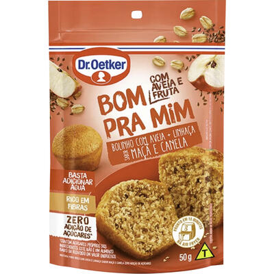 Mistura de Bolo DR OETKER Caneca Aveia + Linhaça Maçã e Canela Zero Adição de Açucares 50g