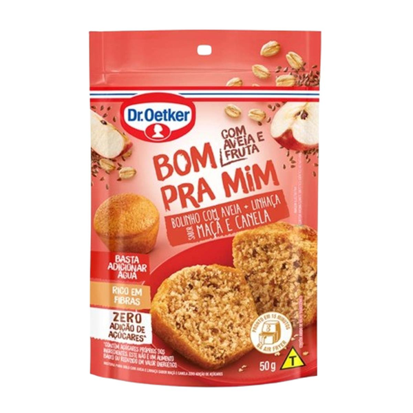Mistura de Bolo DR OETKER Caneca Aveia + Linhaça Maçã e Canela Zero Adição de Açucares 50g