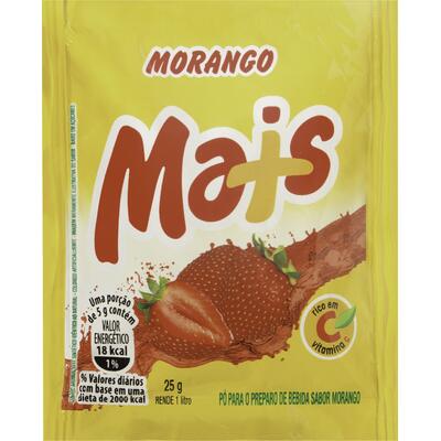 Refresco em Pó Mais Morango 25g