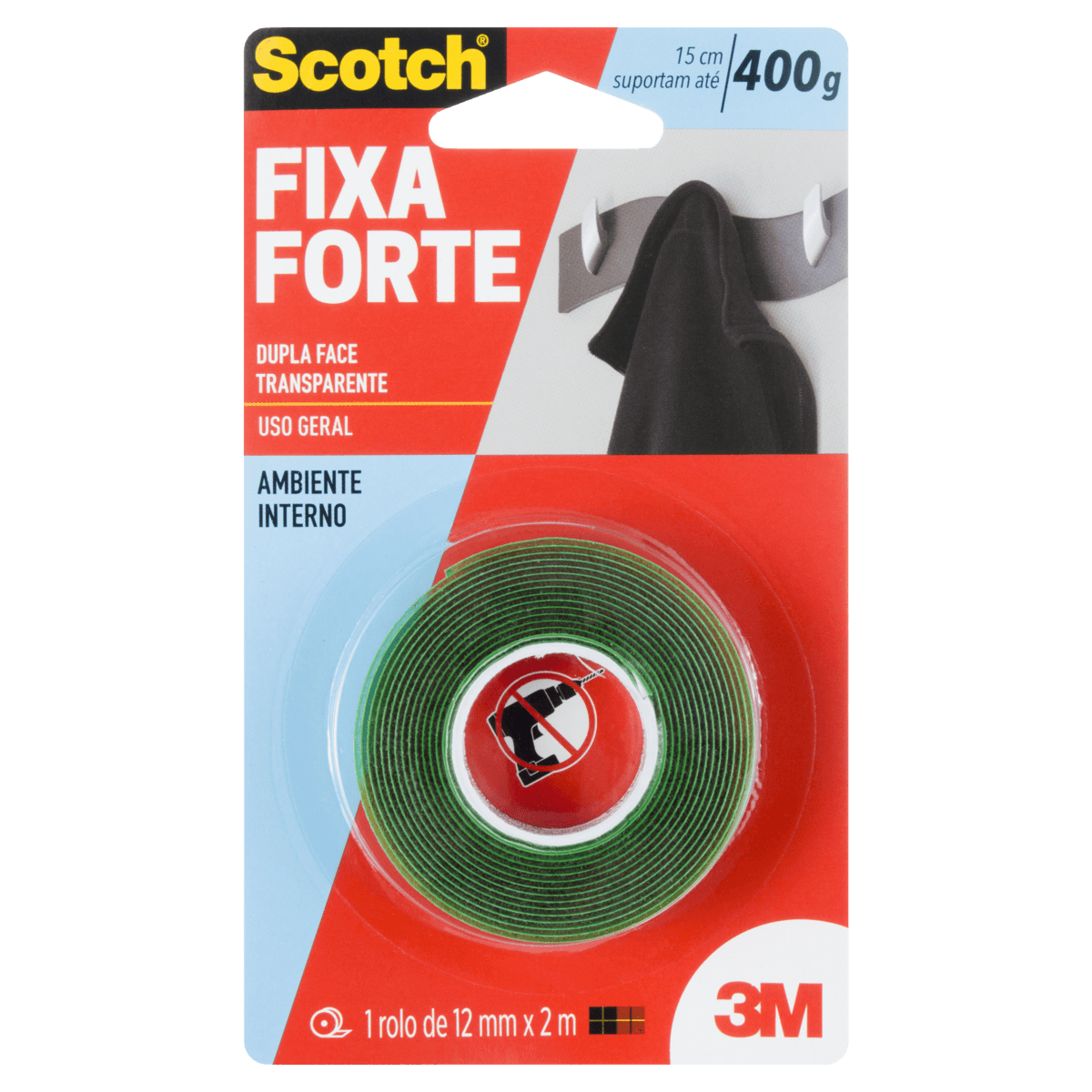 Fita Dupla Face Scotch Fixa Forte 12mm x 2m