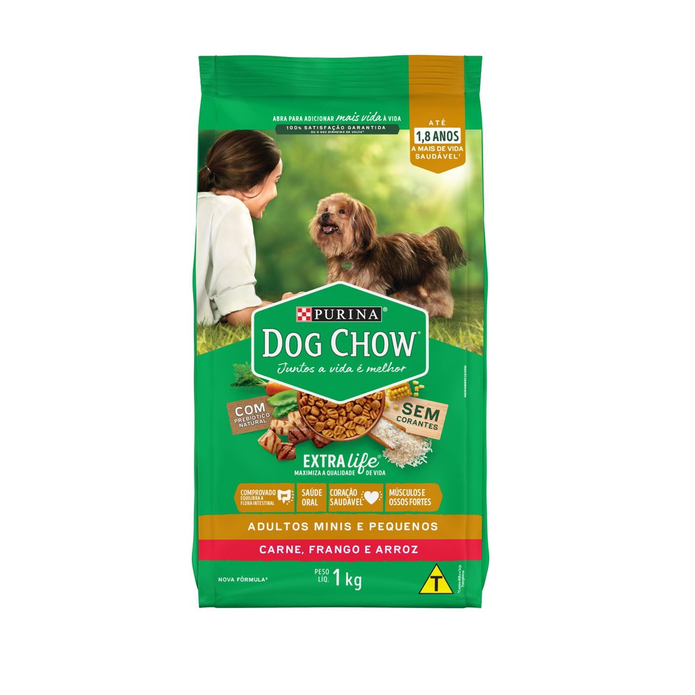 Ração Seca PURINA DOG CHOW EXTRALIFE Adultos Minis e Pequenos Carne, Frango e Arroz 1kg