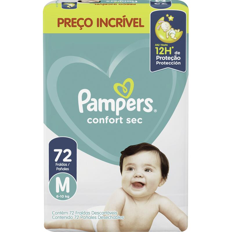 Fralda Descartável Pampers Hiper Confort Sec M 72 un