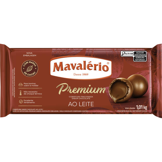 Cobertura de Chocolate Premium Mavalério Ao leite 1,01kg