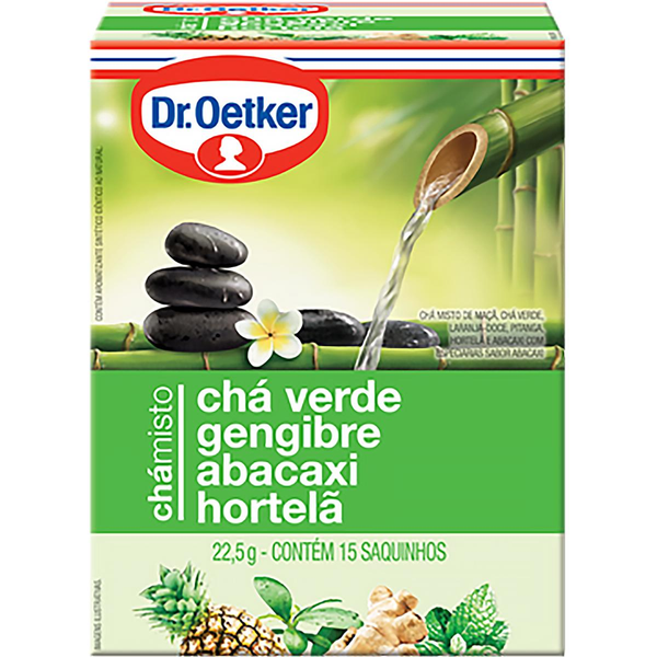 Chá Verde DR OETKER Gengibre, Abacaxí e Hortelã Com 15 Saquinhos 22.5g
