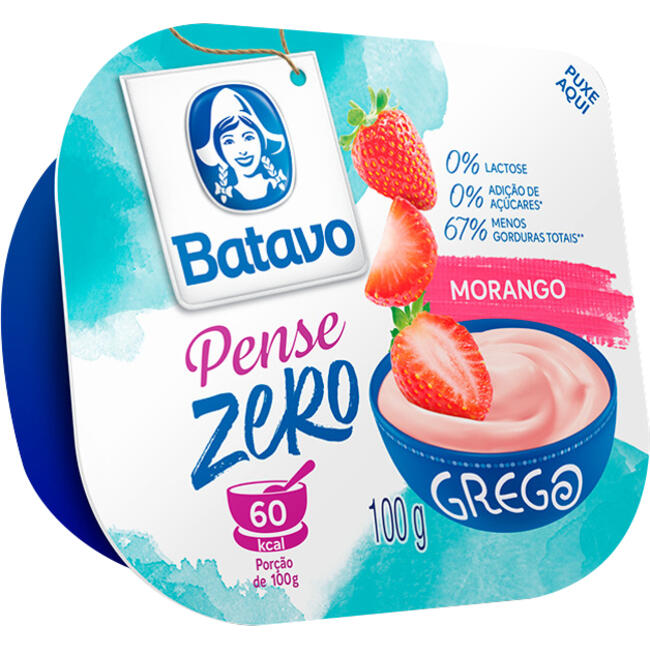 Iogurte Grego Batavo Pense Zero Morango 100g