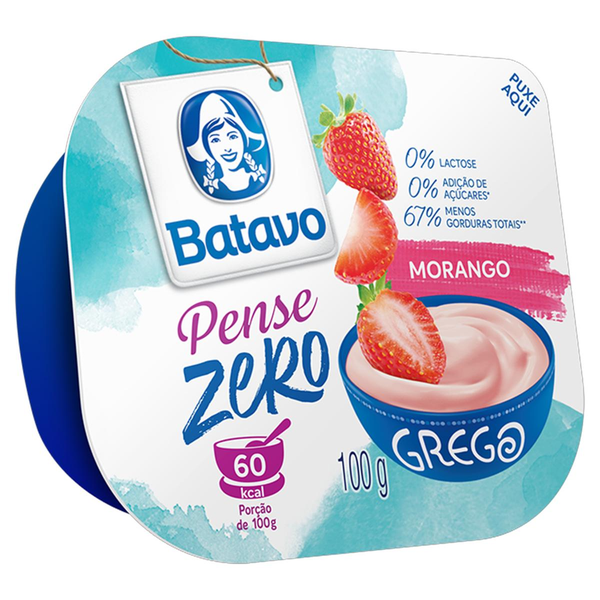 Iogurte Grego Batavo Pense Zero Morango 100g