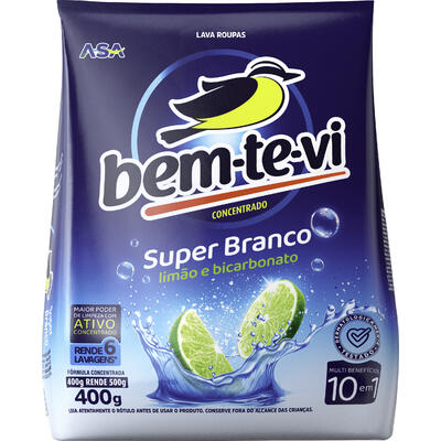 Lava Roupas em Pó Bem-te-vi Super Branco 400g