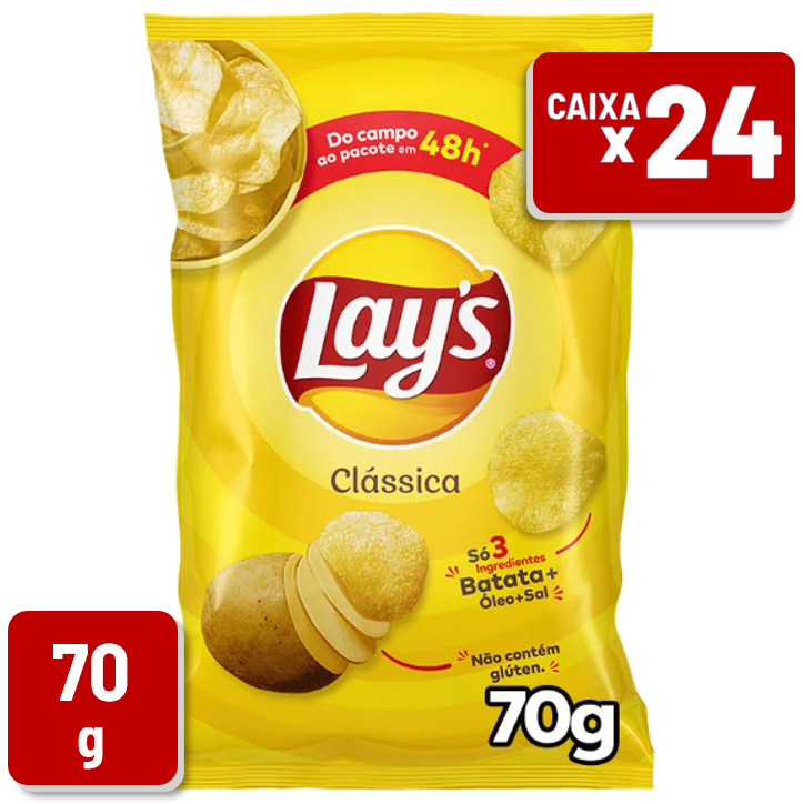 Batata Frita Lays Clássica Pacote 70g Caixa c/ 24 Un
