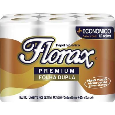 Papel Higiênico Florax Folha Dupla 20m 12 rolos