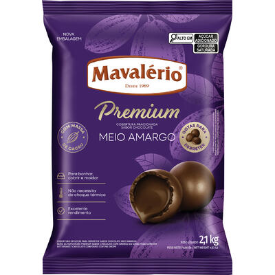 Cobertura de Chocolate em Gotas Mavalério Premium Meio Amargo 2,1kg
