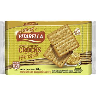 Biscoito Cream Cracker Vitarella Crocks Pão Assado 350g