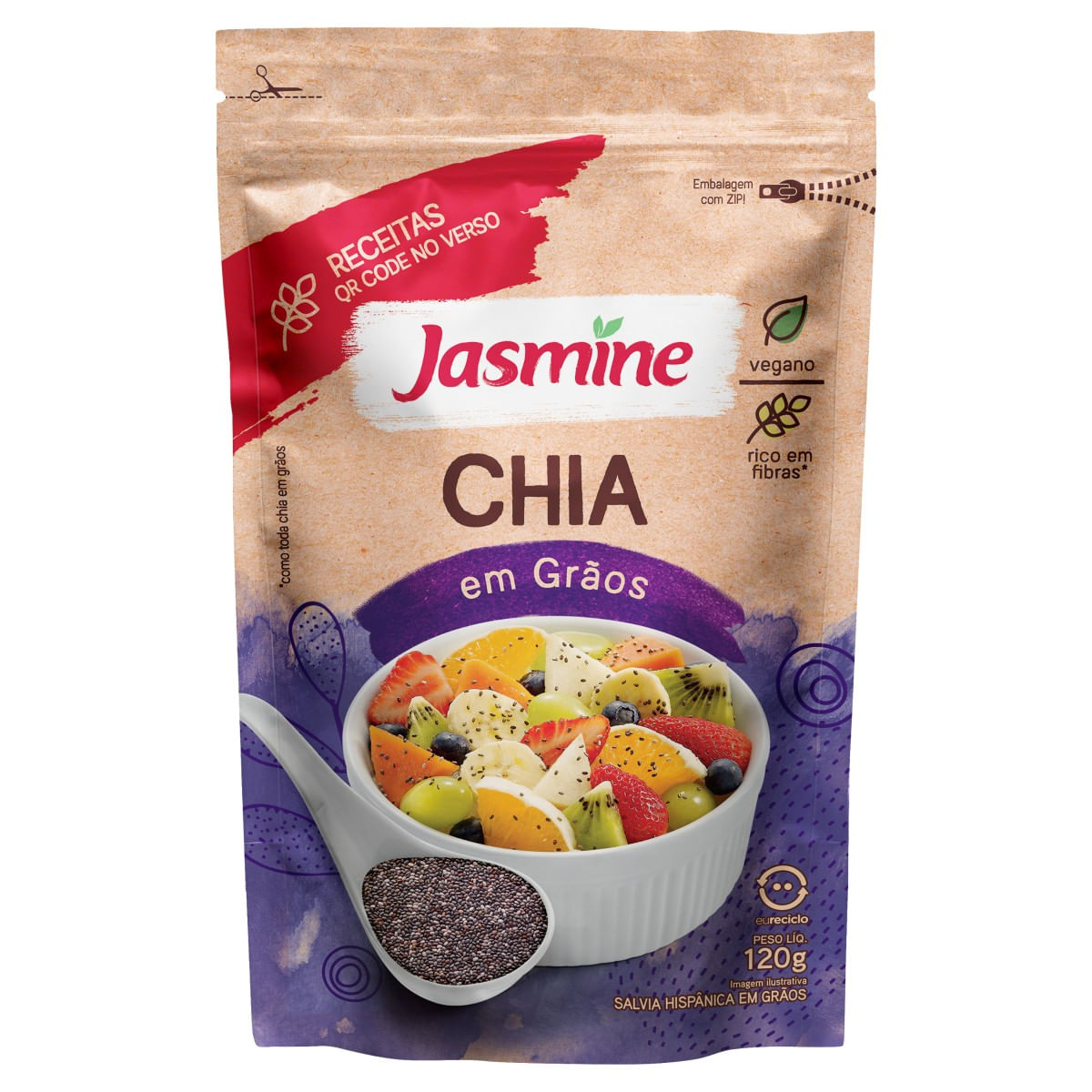Chia JASMINE em Grãos Integral 120g