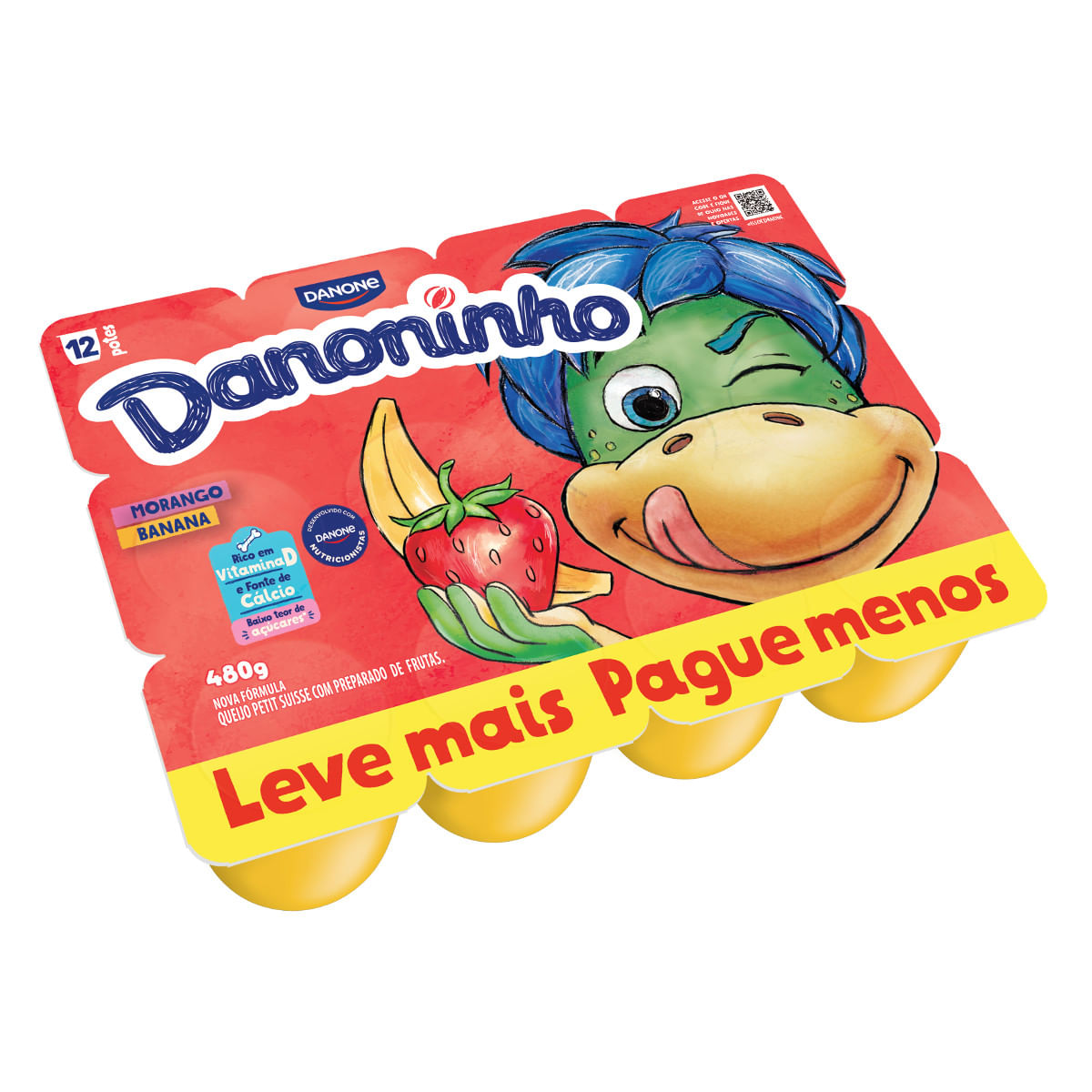 Petit Suisse Danoninho Morango E Banana 480g Leve Mais Pague Menos