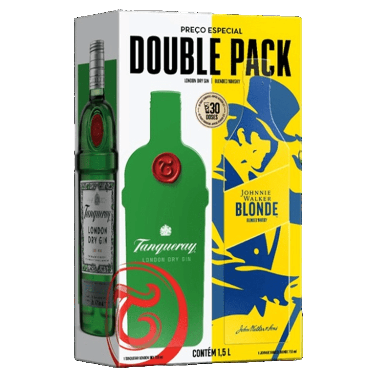 Gin TANQUERAY London Dry + Whisky Johnnie Walker Blonde 750ml Cada Double Pack Preço Especial