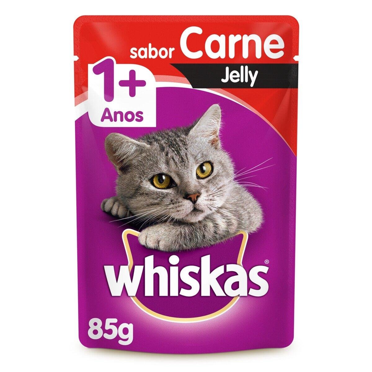 Ração Úmida Whiskas Sachê Carne Jelly para Gatos Adultos 85g