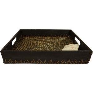 Cesta Pratic Casa Rattan M Retangular Com Madeira