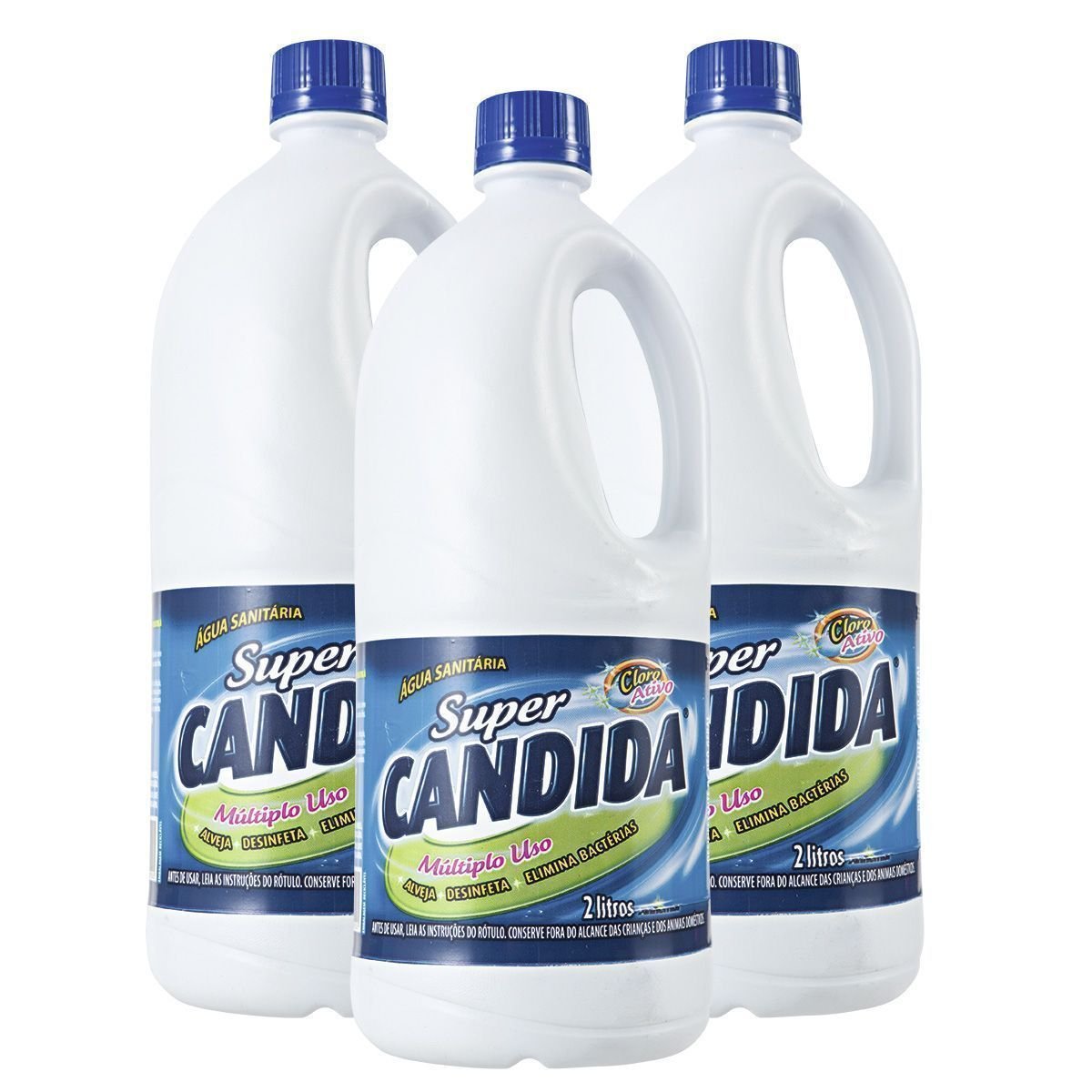 Kit com 3 Águas Sanitárias SUPER CANDIDA 2 Litros