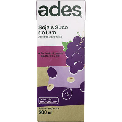 Alimento À Base de Soja Ades Uva 200ml