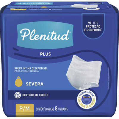 Roupa Íntima Descartável Unissex Plenitud Plus P/M Pacote 8 Unidades