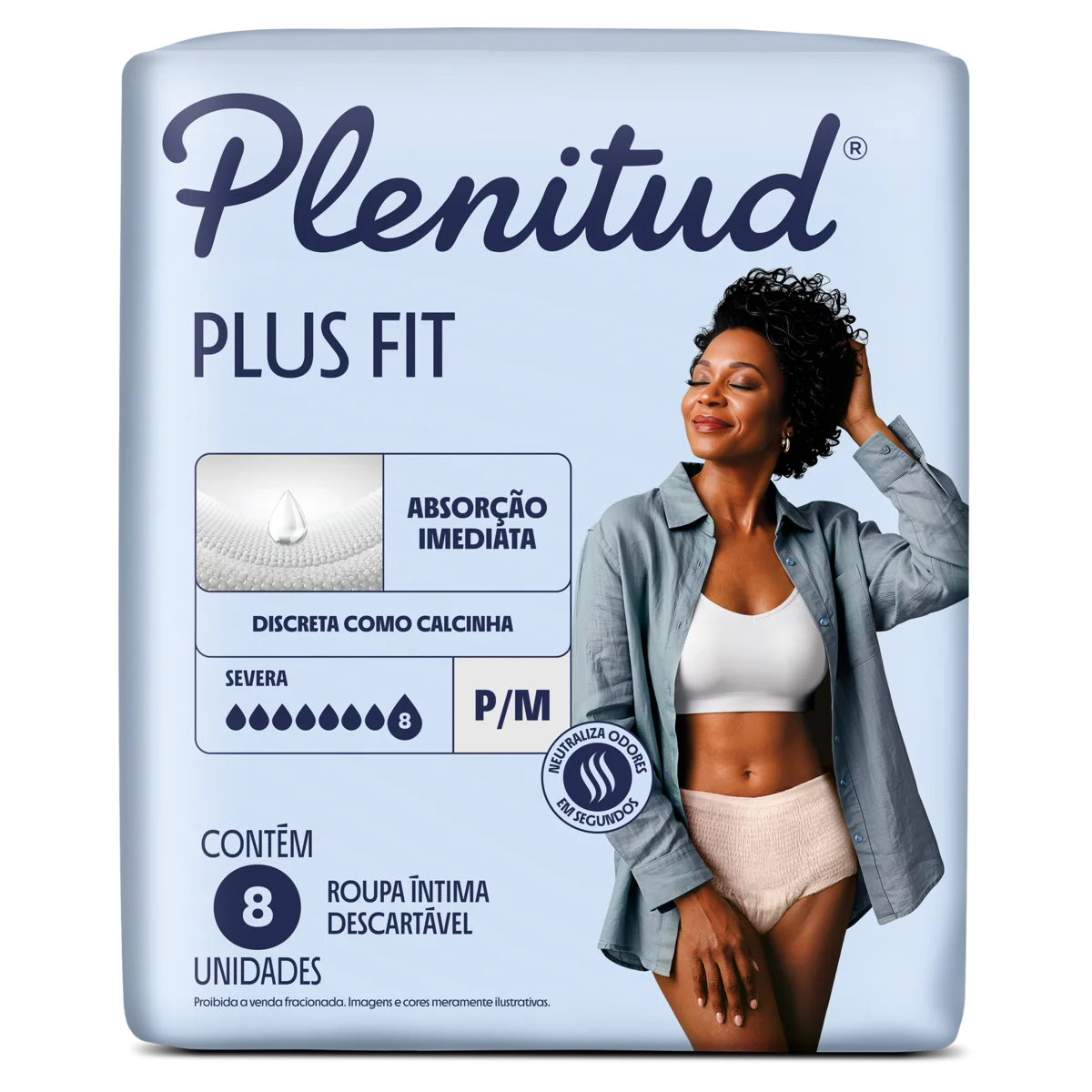 Roupa Íntima Descartável Unissex Plenitud Plus P/M Pacote 8 Unidades