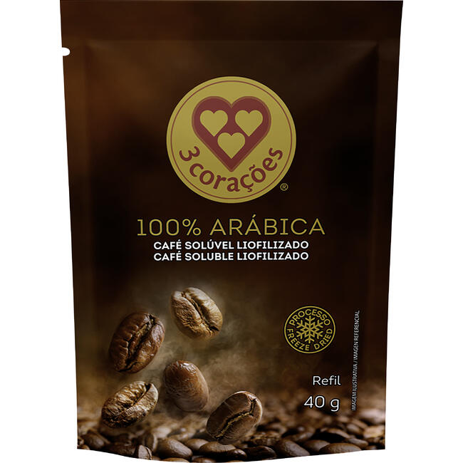 Café-solúvel 3 Corações 40g - Liofilizado