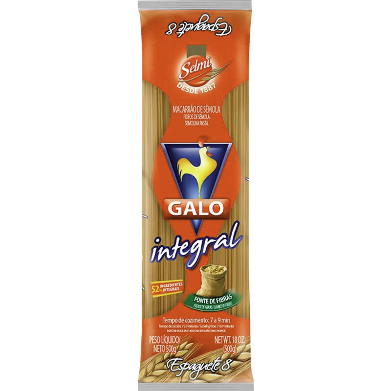 Macarrão GALO Espaguete 8 Integral 500g