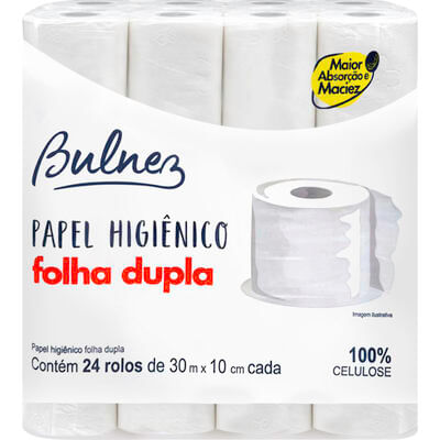 Papel Higiênico Bulnez Folha Dupla 30m 24 rolos