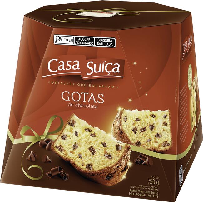 Panettone com Gotas de Chocolate ao Leite Casa Suíça Caixa 750g