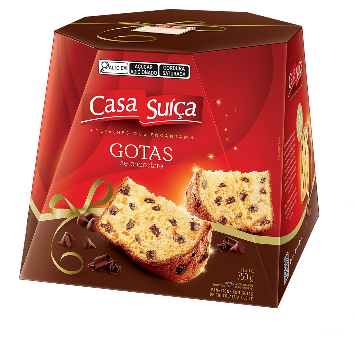 Panettone com Gotas de Chocolate ao Leite Casa Suíça Caixa 750g