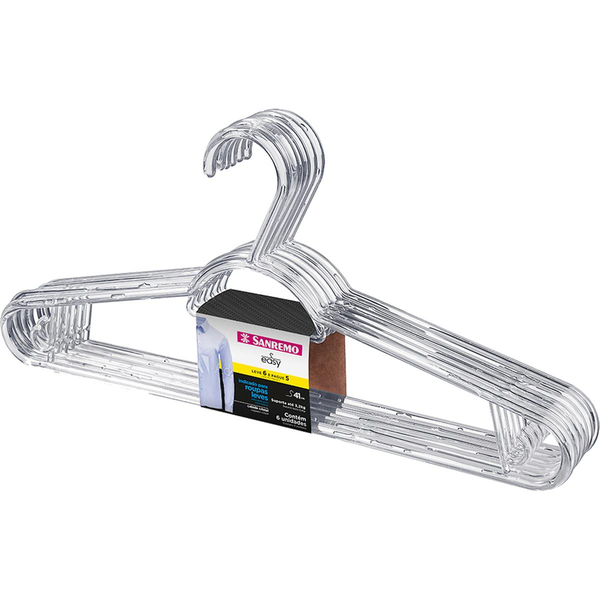 Cabide Pendura Mais Sanremo Cristal - Com 6 Cabides - Ref. PR115-6