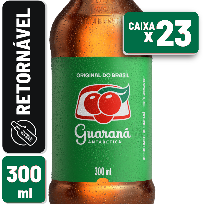 Refrigerante Guaraná Antarctica Retornável 300ml Caixa c/ 23 un