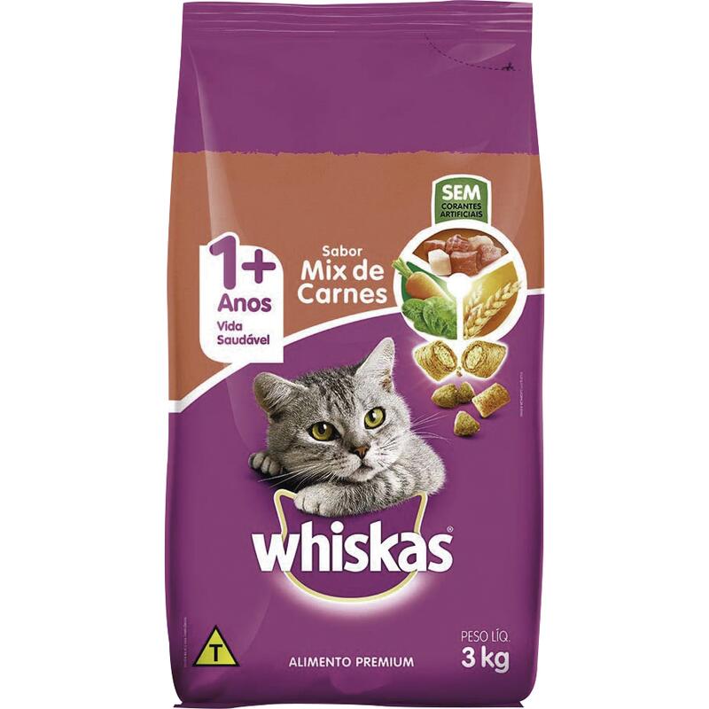Alimento para Gatos Whiskas Mix de Carnes 3kg