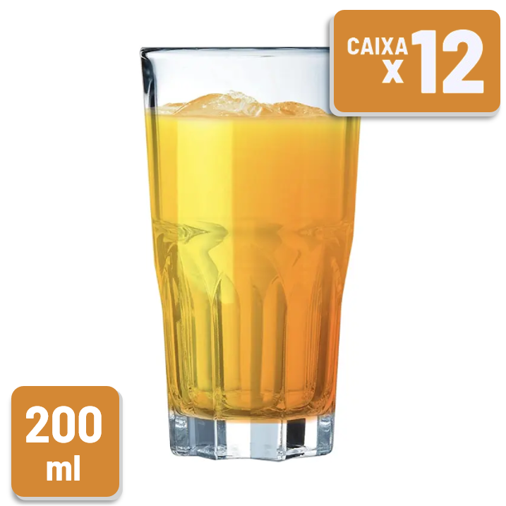 Copo de Vidro Temperado Granity Alto 200ml Caixa c/ 12 Un
