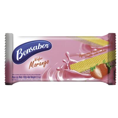 Biscoito Wafer Bonsabor Morango Pacote 100g