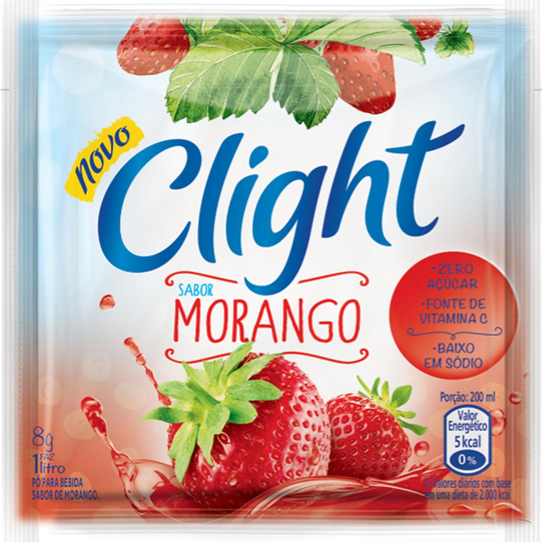 Refresco em pó Clight Sem Açúcar Morango 8g