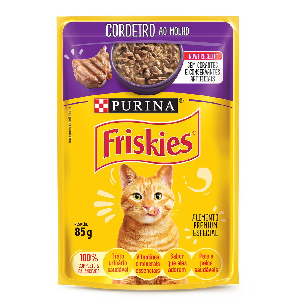 Ração Úmida Friskies Gatos Adultos Cordeiro ao Molho 85g