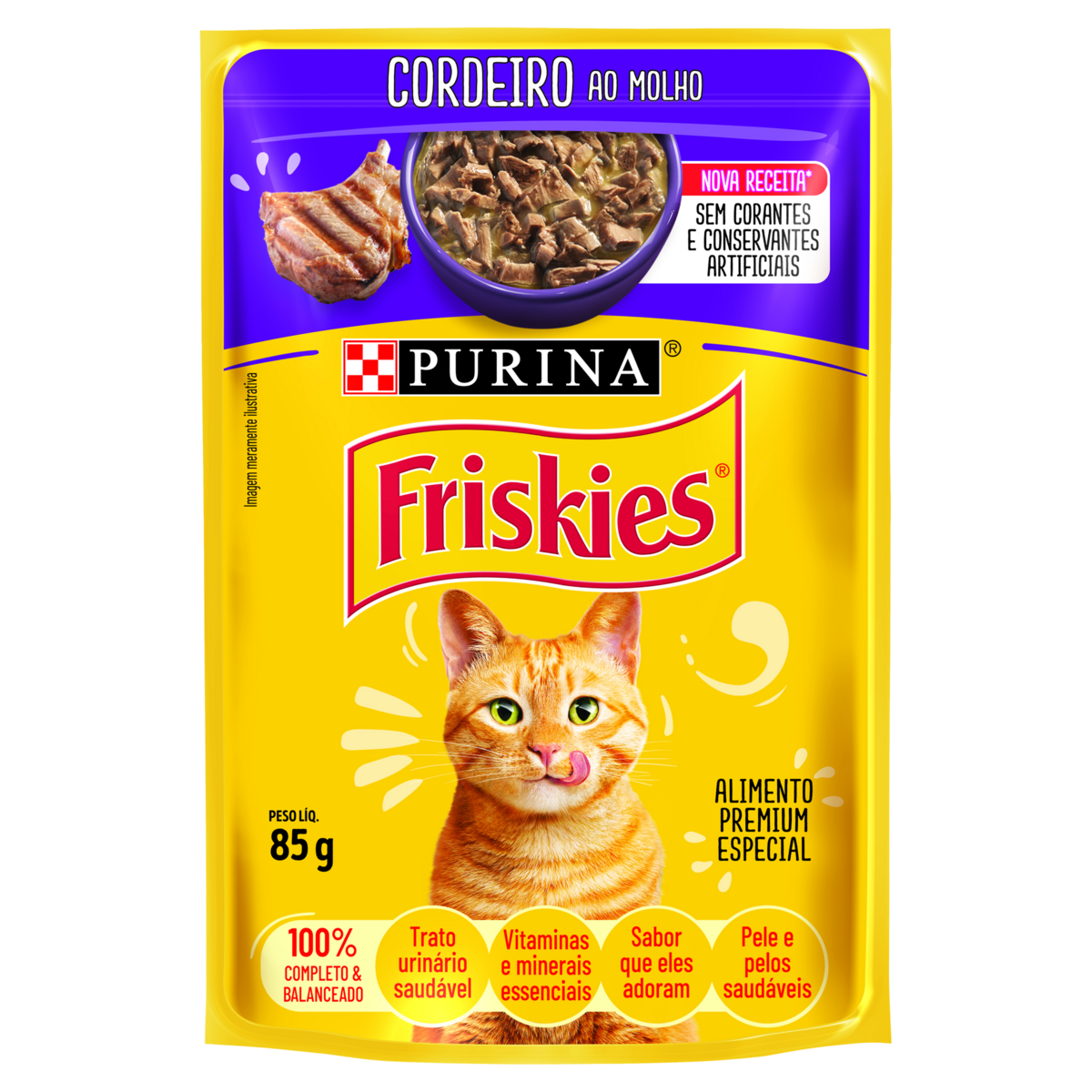 Ração Úmida Friskies Gatos Adultos Cordeiro ao Molho 85g